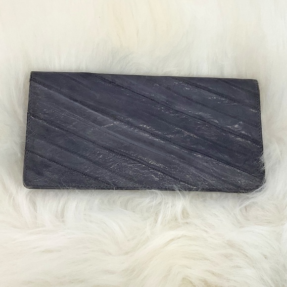 Grey Eel Skin Vintage Wallet/Card Holder Slots/Pockets - Picture 1 of 9